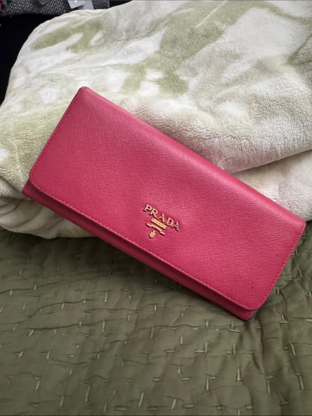 Prada Pink Saffiano Leather Continental Wallet with Gold Logo - Picture 15 of 16